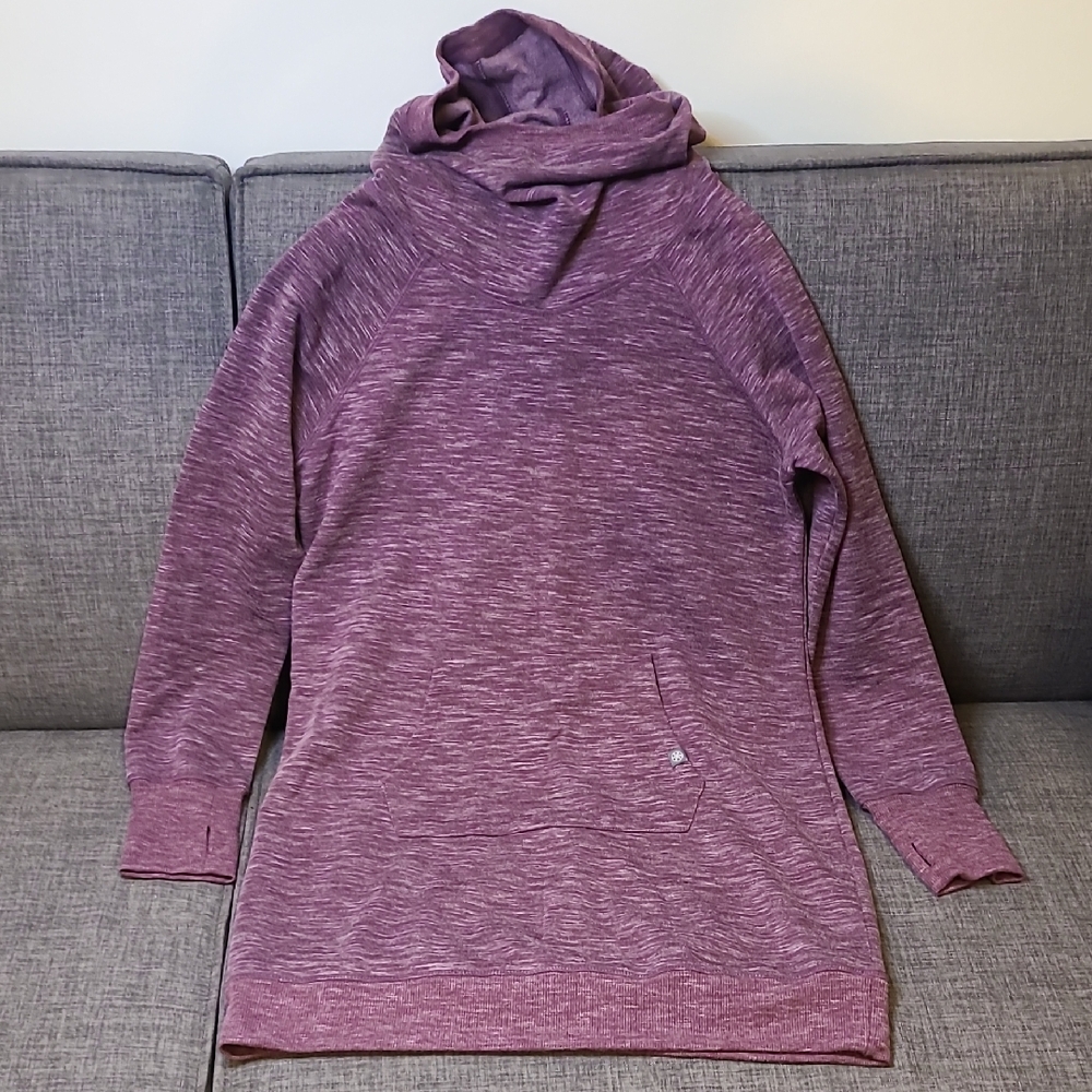 GAIAM Purple Heather Hoodie Dress with Cowl Neck